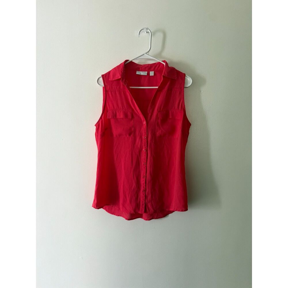 New York & Company Red Sleeveless Button-Down Blouse Size M Women